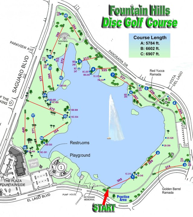 Map of the Fountain Hills Disc Golf Course